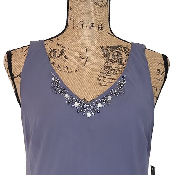 Ignite Evenings Beaded V-Neck Drop Waist Asymmetrical Hem Flapper Dress NWT Sz 8 - Picture 4 of 11